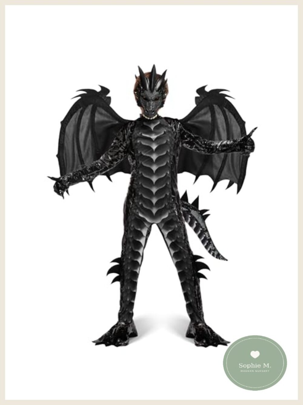 Kids Halloween Dragon Costume Set - Mask, Wings, Tail, Jumpsuit, Gloves
